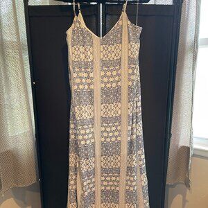 Emily Wonder Blue and White Maxi Sundress - Size L - NWT